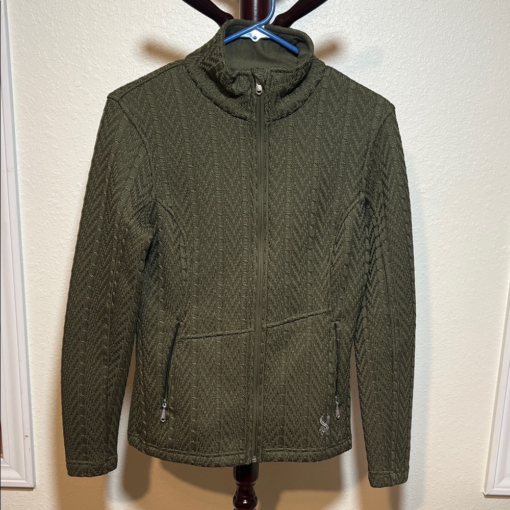 Spyder Olive Green Textured Cardigan